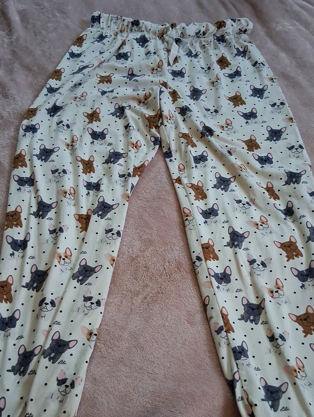 Womrns  Cream Dog Print Pajama Pants